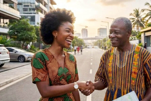 female and male property investors smiling